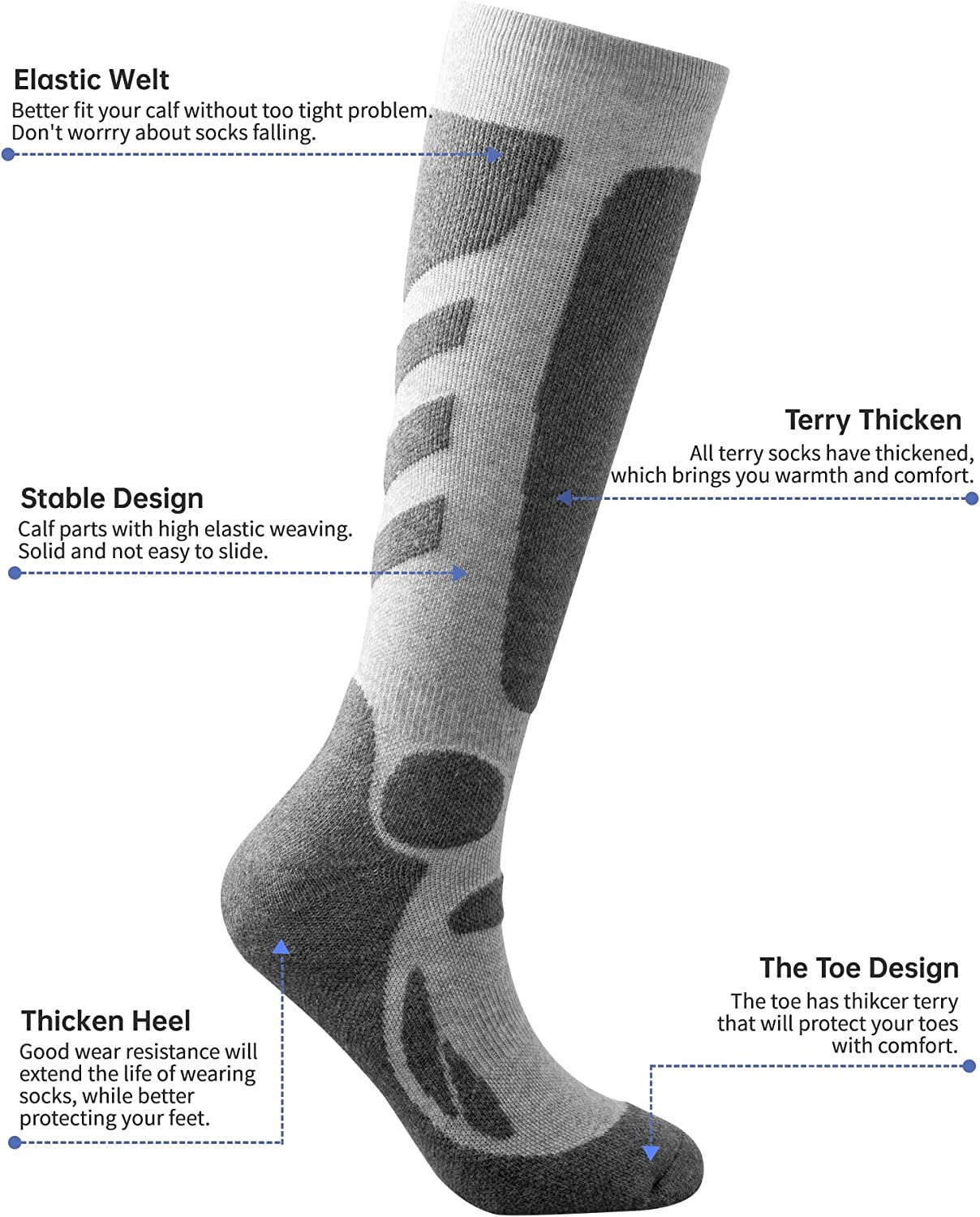 Kayzadd Ski Socks for Men 2-Pack for Skiing, Snowboarding, Outdoor Sports Performance Socks… - Image 8